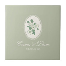 Azulejo De Cerâmica Sage Green Custom Wedding Ceramic Tile