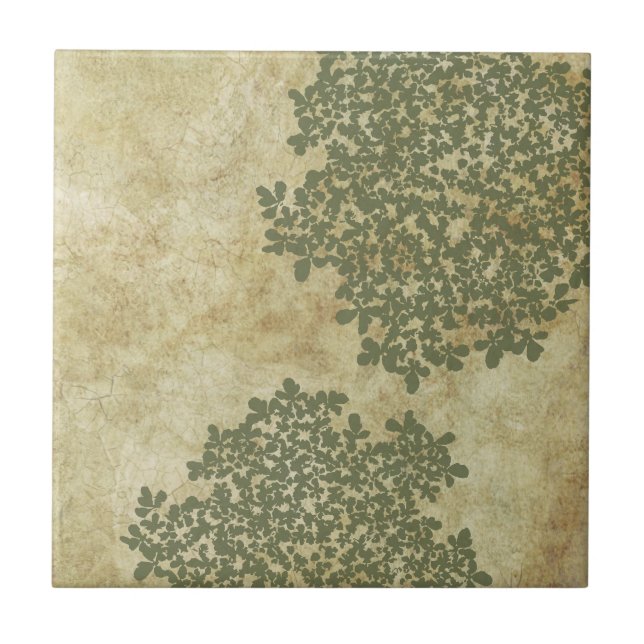 Azulejo De Cerâmica Sage Green Floral Vintage (Frente)