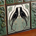 Azulejo De Cerâmica Sage Green Mackintosh Black Birds Art Deco<br><div class="desc">Esse azulejo cerâmico apresenta duas aves pretas e intrincados padrões florais que lembram o estilo icônico de Mackintosh. Ele era um proeminente arquiteto escocês, designer e artista do movimento Art Nouveau. Linhas limpas, formas geométricas e um forte sentido de simetria caracterizam seu trabalho. Estes elementos estão lindamente representados na nossa...</div>