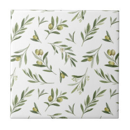 Azulejo De Cerâmica Sage Green Watercolor Olives