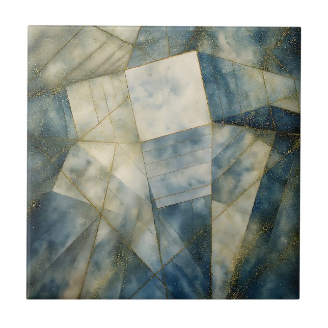 Azulejo De Cerâmica Sage Olive Green Dourado Geométrico Abstrato natur (Frente)