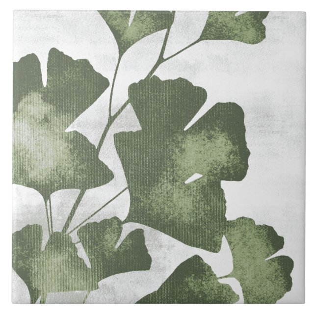 Azulejo De Cerâmica Sage Olive Green Painterly Botanical Art 04 (Frente)