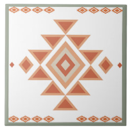 Azulejo De Cerâmica Sage Verde Nativo do Sudoeste e Laranja Deserto
