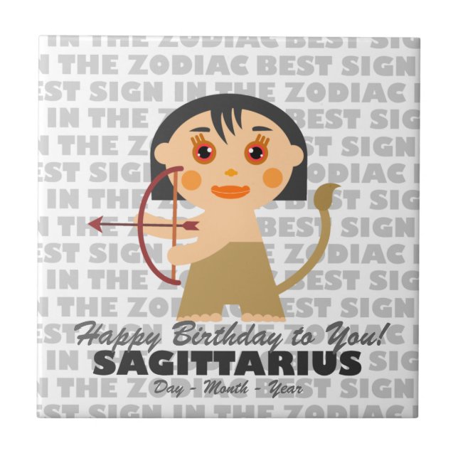 Azulejo De Cerâmica Sagittarius Happy Birthday (Frente)