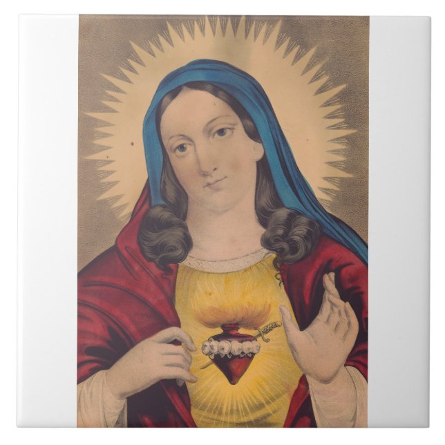 Azulejo De Cerâmica Sagrado Coração de Maria (Frente)