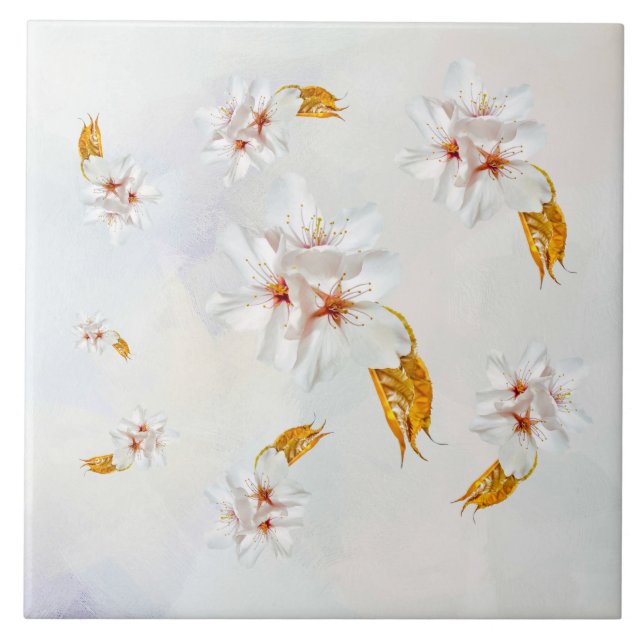 Azulejo De Cerâmica Sakura - cereja japonesa floresce (Frente)