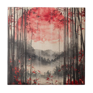 Azulejo De Cerâmica Sakura Tinta Lavada Lua de Sangue (1)