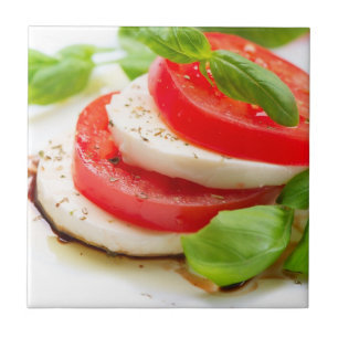 Azulejo De Cerâmica Salada de Caprese. Fatias do tomate e da mussarela