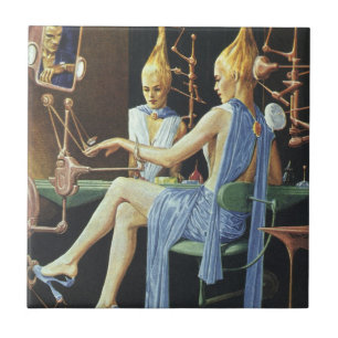 Azulejo De Cerâmica Salão de Beleza Espaçonate Vintage Manicures
