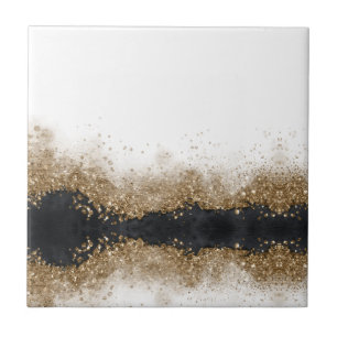 Azulejo De Cerâmica Salão de cabeleireiro dourado e preto