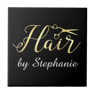 Azulejo De Cerâmica Salão de Cabelo Hairstylist com Tesoura de ouro