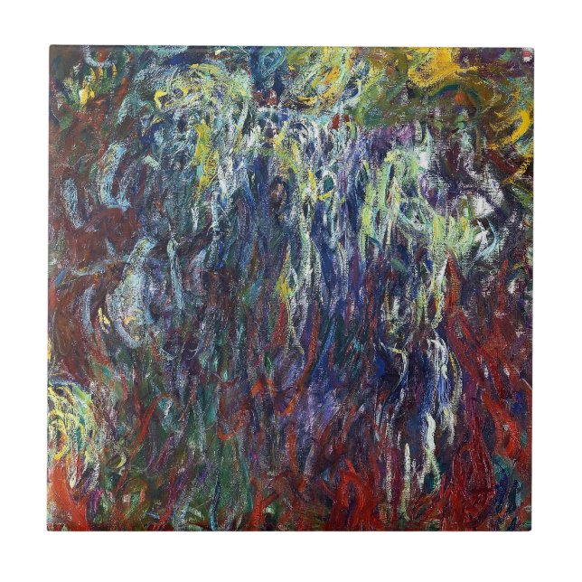 Azulejo De Cerâmica Salgueiro Weeping, pintura de Giverny Claude Monet (Frente)