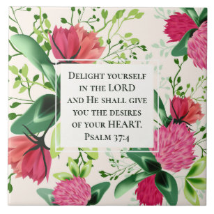 Azulejo De Cerâmica Salm 37:4. Aplique-se nas Flores do Senhor