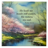 Azulejo De Cerâmica Salmo 23 O Senhor é meu Pastor, Bíblia Verso