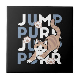 Azulejo De Cerâmica Salto Purr de Salto: Design de Gato Reproduzível c