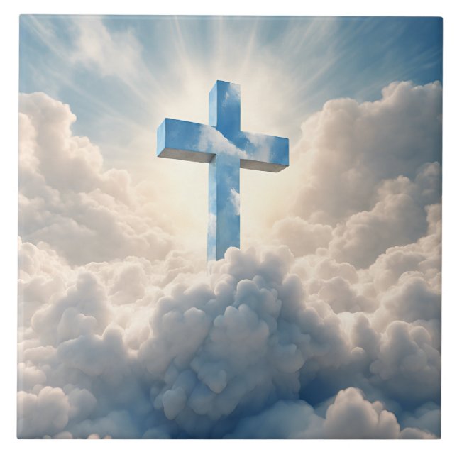Azulejo De Cerâmica Salvação, Cruz nas Nuvens, (Frente)