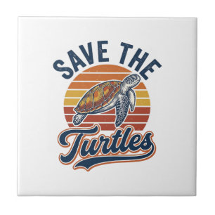 Azulejo De Cerâmica Salvar As Tartarugas Camiseta De Tartaruga Marinha