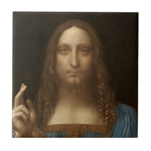 Azulejo De Cerâmica Salvator Mundi de Leonardo da Vinci