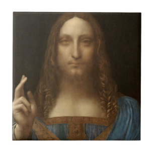 Azulejo De Cerâmica Salvator Mundi de Leonardo da Vinci (Jesus Cristo)