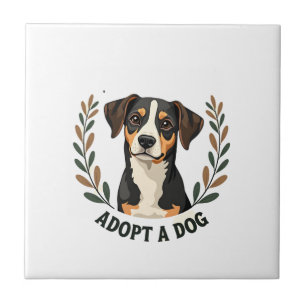 Azulejo De Cerâmica Salve Uma Vida Adote um Cachorro Ilustração Vintag
