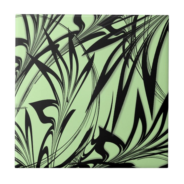 Azulejo De Cerâmica Samambaia preta e verde Glen (Frente)