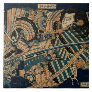 Azulejo De Cerâmica SAMURAI COMBATER COM AS ESPADAS DE KATANA por Hoku