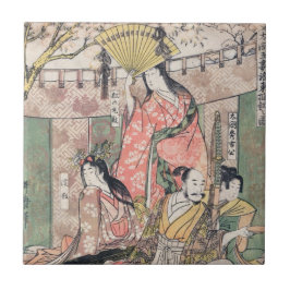 Azulejo De Cerâmica Samurai Hideyoshi e esposas Kitagawa Utamaro