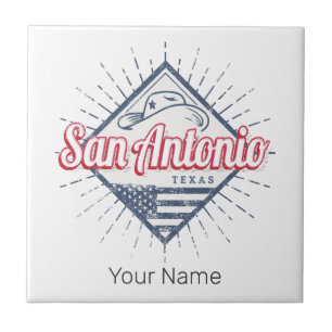 Azulejo De Cerâmica San Antonio City Texas Estados Unidos Vintage EUA