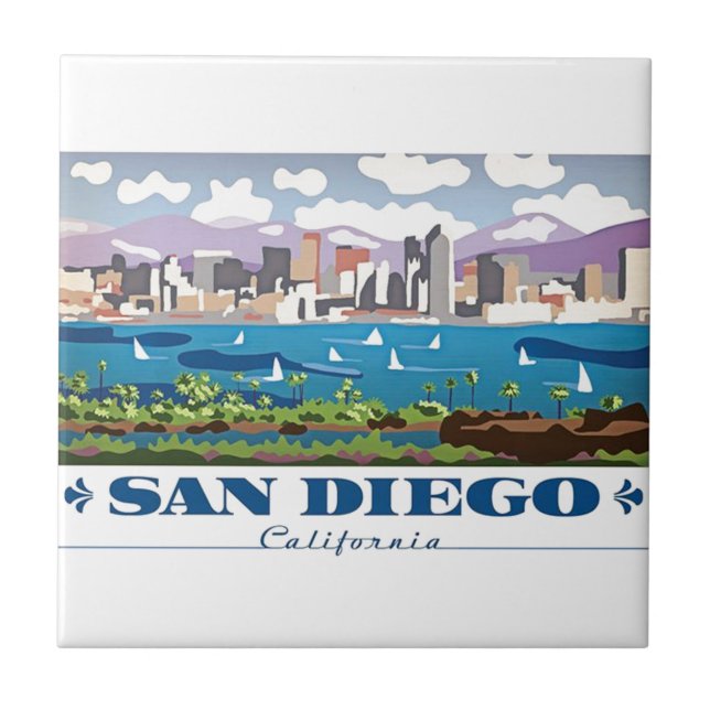 Azulejo De Cerâmica San Diego Skyline (Frente)