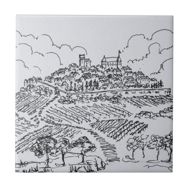 Azulejo De Cerâmica Sancerre| Loire Valley, França (Frente)