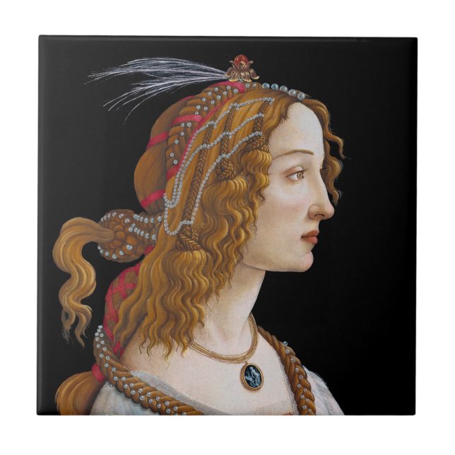 Azulejo De Cerâmica Sandro Botticelli - Retrato de Simonetta Vespucci (Frente)