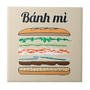 Azulejo De Cerâmica Sanduíche vietnamita de Banh Mi baguete francês