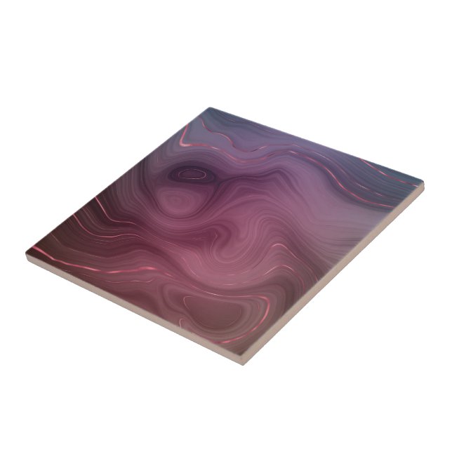 Azulejo De Cerâmica Sangria Strata | Moody Pink e Purple Luxe Agate (Lateral)