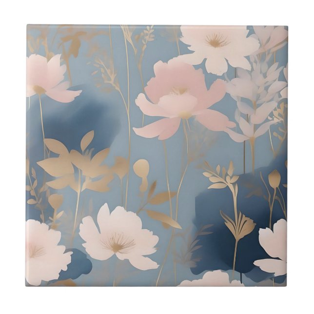 Azulejo De Cerâmica Sangue etéreo, Rosa e Azul (Frente)