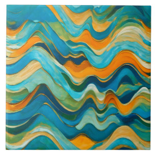 Azulejo De Cerâmica "Sanlúcar" Blue Orange Waves