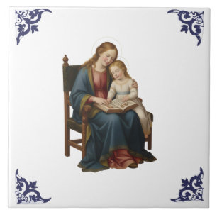 Azulejo De Cerâmica Santa Ana Ensinando Maria Religião