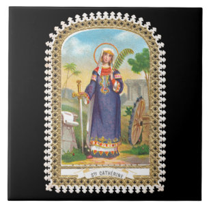 Azulejo De Cerâmica Santa Catarina de Alexandria com traje egípcio