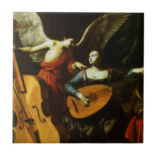Azulejo De Cerâmica Santa Cecília e o Anjo por Carlo Saraceni