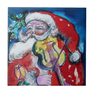 AZULEJO DE CERÂMICA  SANTA CLAUS COM VIOLINA