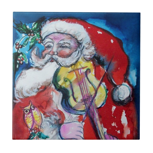 AZULEJO DE CERÂMICA  SANTA CLAUS COM VIOLINA (Frente)