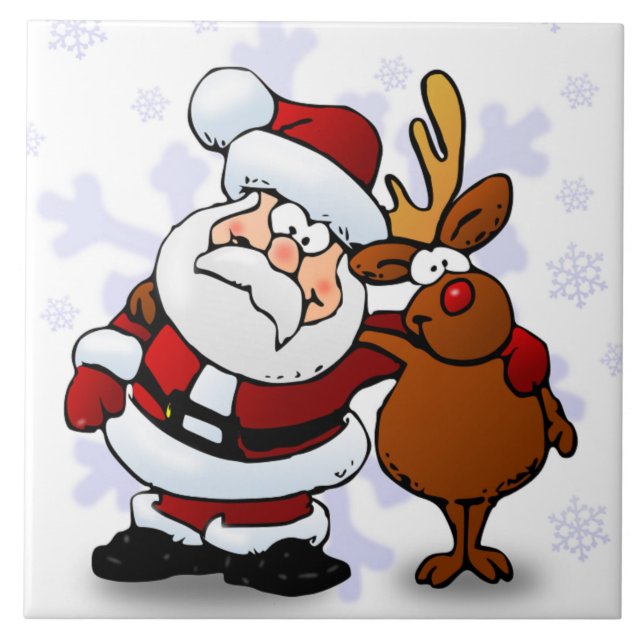 AZULEJO DE CERÂMICA  SANTA CLAUS E RUDOLPH (Frente)