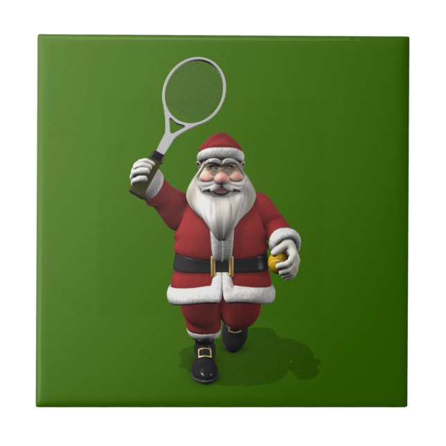 Azulejo De Cerâmica Santa Claus Jogando Tênis (Frente)