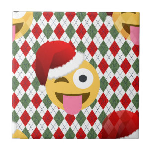 Azulejo De Cerâmica santa claus piscar os olhos emoji
