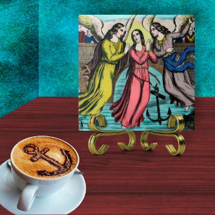 Azulejo De Cerâmica Santa Filomena sendo Resgatada do Afogamento
