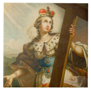 Azulejo De Cerâmica Santa Helena com a Vera Cruz Arte Sacra