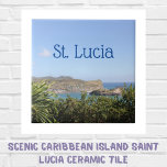 Azulejo De Cerâmica Santo da Ilha do Caribe Cênico Lúcia<br><div class="desc">Fotografia cêntrica de Christine aka stine1 da ilha de Ruas Caribe. Lúcia com verde exótico e uma vila pitoresca perto do mar Caribe. Acima de tudo, o céu azul de verão. Viagem de souvenir de cruzeiro perfeito para Caribe de souvenir ou guardar. ilha de caribe cênico, santo lucia, rua. lucia,...</div>