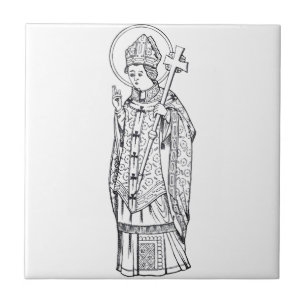 Azulejo De Cerâmica Santo Deiniol Abade e Bispo