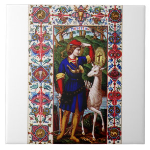 Azulejo De Cerâmica Santo Huberto de Liege com o cervo