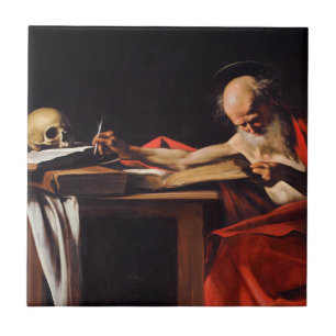 Azulejo De Cerâmica Santo Jerome Escrevendo Michelangelo Caravaggio