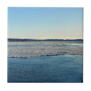Azulejo De Cerâmica Santo Lawrence River em inverno, Quebec, Canadá